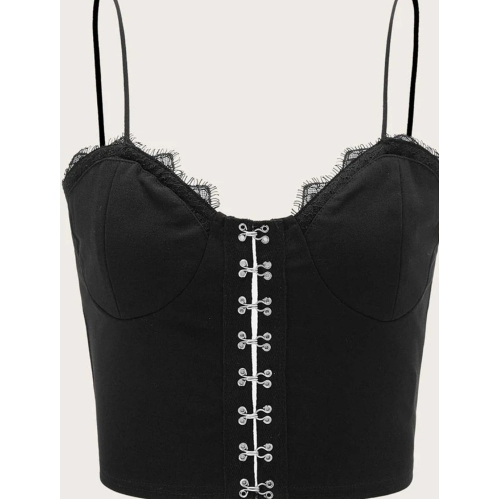 NWOT black hook & eye corset bustier with lace